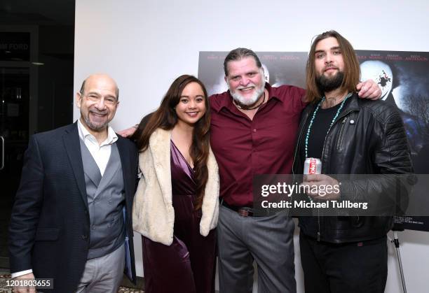 Adam Bitterman, Brittany Benita, Michael Thomas Daniel and Weston Cage Coppola attend the premiere of "Get Gone" at Arena Cinelounge on January 24,...