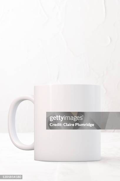 mug mockup. white mug on a white background. perfect for businesses selling mugs, just overlay your quote or design on to the image. - mug mockup stock pictures, royalty-free photos & images