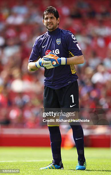 Agustin Orion of Boca Juniors looks on during the Emirates Cup match between Boca Juniors and Paris St Germain at the Emirates Stadium on July 31,...