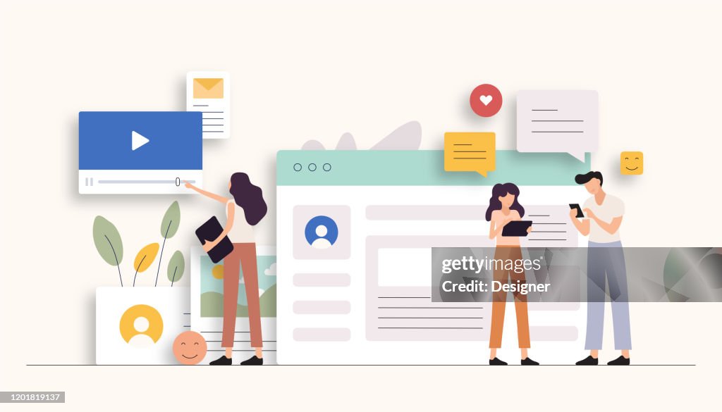 Social Media Network Related Vector Illustration. Flat Modern Design