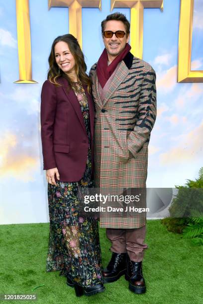 Susan Downey and Robert Downey Jr attend the "Dolittle" special screening at Cineworld Leicester Square on January 25, 2020 in London, England.