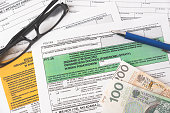 Polish tax form. Finance, tax income concept