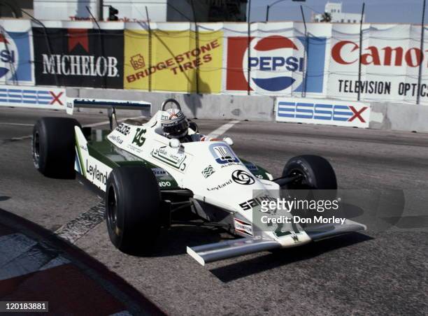 Alan Jones drives the Albilad-Williams Racing Team Williams FW07B Ford Cosworth DFV 3.0 V8 during the Toyota United States Grand Prix West on 30th...