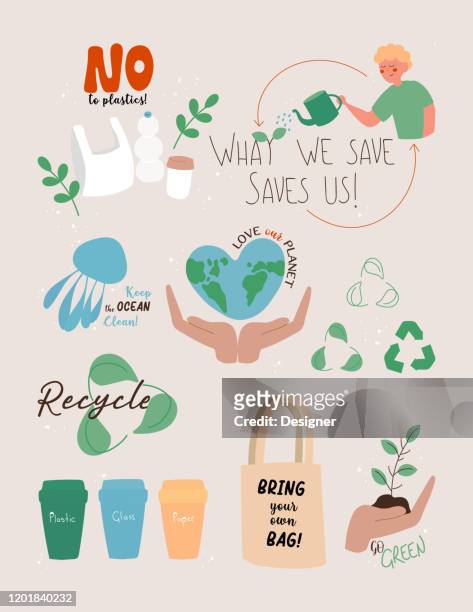 vector illustration of save the planet concept. flat modern design for web page, banner, presentation etc. - recycling symbol stock illustrations