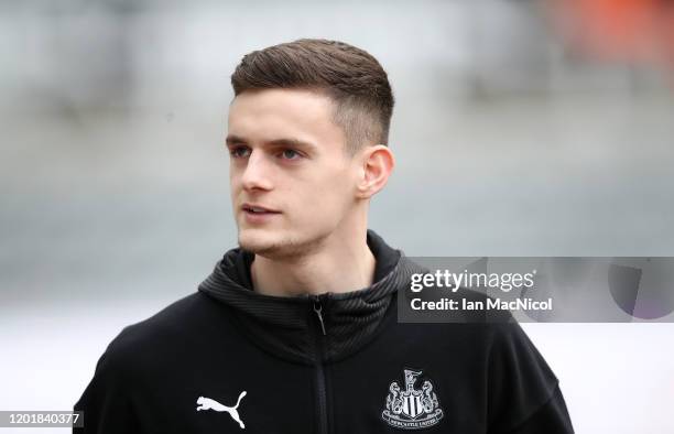 Tom Allan of Newcastle United arrives at the stadium prior to the FA Cup Fourth Round match between Newcastle United and Oxford United at St. James...