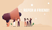 Refer Friend Concept Vector Illustration. Flat Modern Design for Web Page, Banner, Presentation etc.