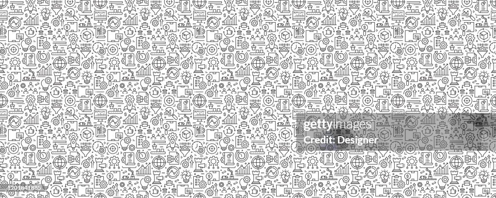 Product Management Seamless Pattern and Background with Line Icons