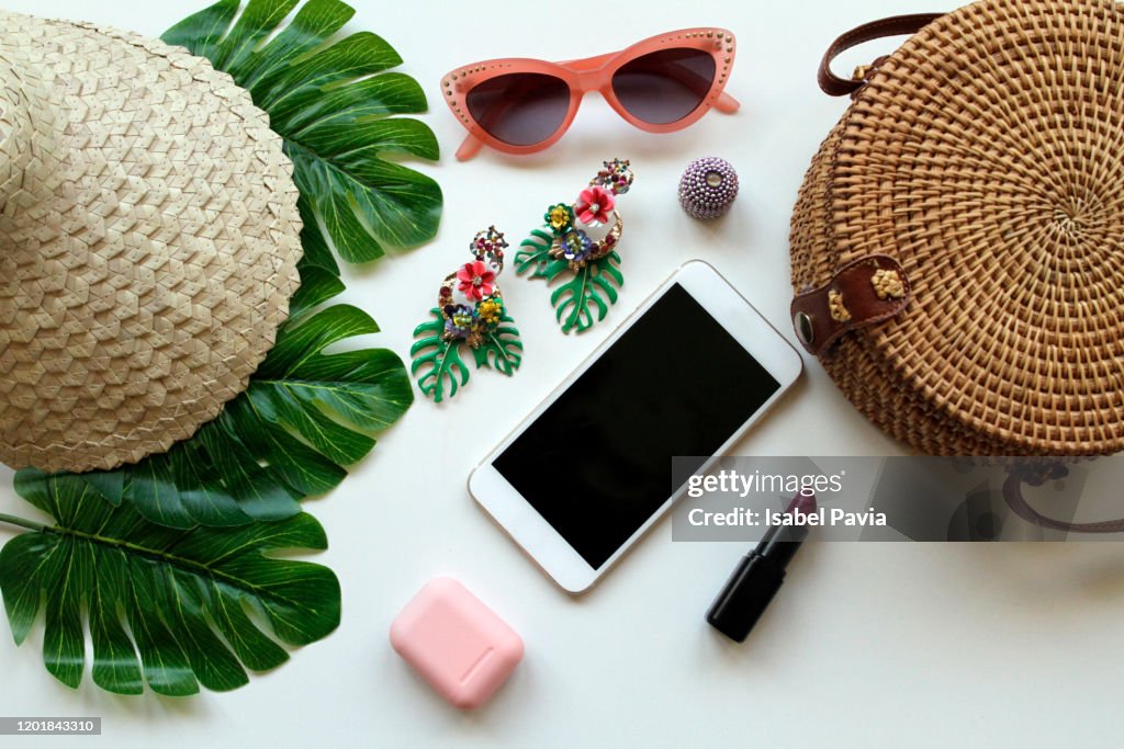 Summer Woman Complements Flat Lay