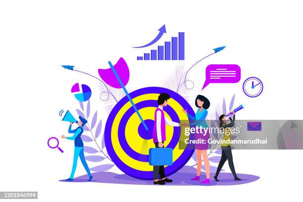 konzept der geschäftsziele - dartpfeil stock-grafiken, -clipart, -cartoons und -symbole