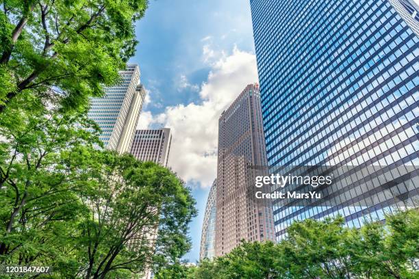 panoramic modern cityscape in tokyo japan - tokyo financial district stock pictures, royalty-free photos & images