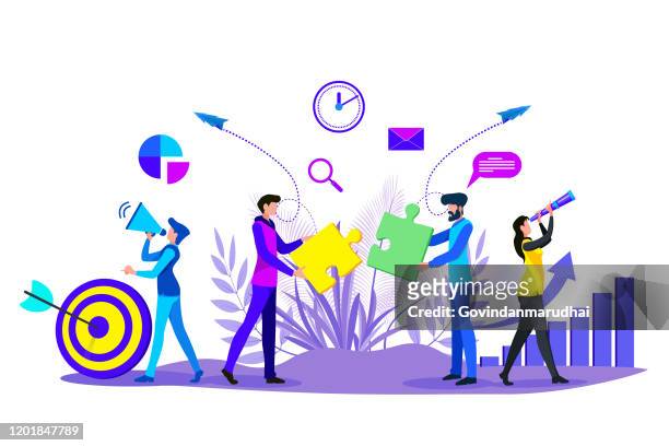 team work management and business solution - développement stock illustrations