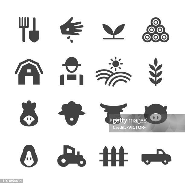 stockillustraties, clipart, cartoons en iconen met farm icons - acme-serie - runderen hoefdier