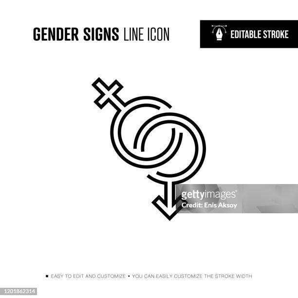 gender signs line icon - editable stroke - gender gap stock illustrations