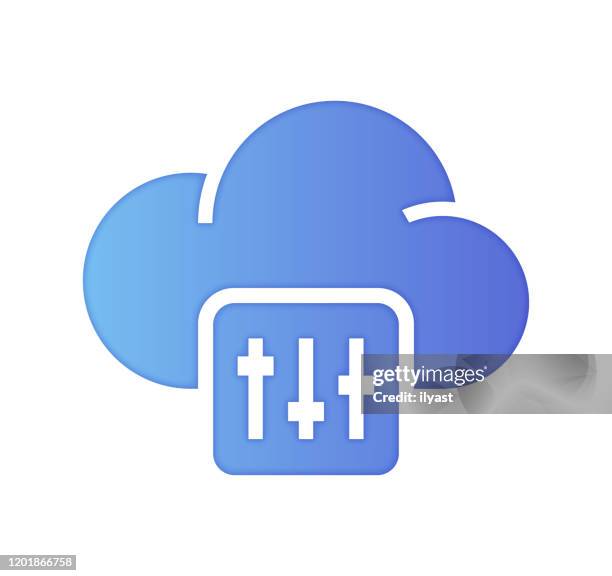 cloud customization gradient fill color & paper-cut style icon design - cloud transformation stock illustrations