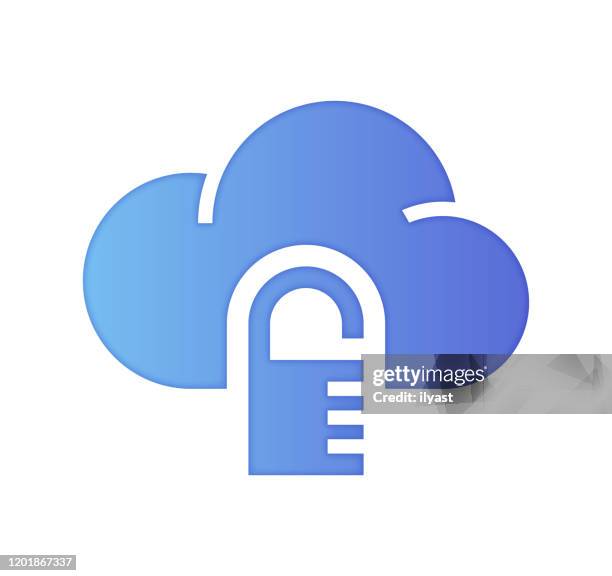secure data gradient fill color & paper-cut style icon design - hackathon vector stock illustrations