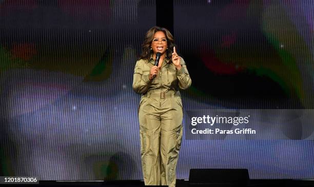 Oprah Winfrey speaks during Oprah's 2020 Vision: Your Life in Focus Tour presented by WW at State Farm Arena on January 25, 2020 in Atlanta, Georgia.