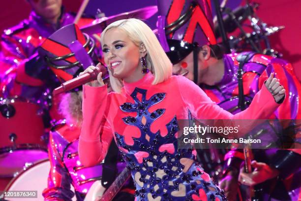 Katy Perry performs during the iHeartRadio KIIS FM's Jingle Ball show at the Forum on December 06, 2019 in Inglewood, California.