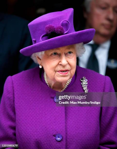 Queen Elizabeth II opens the new premises of the Royal National ENT and Eastman Dental Hospitals on February 19, 2020 in London, England. The new...