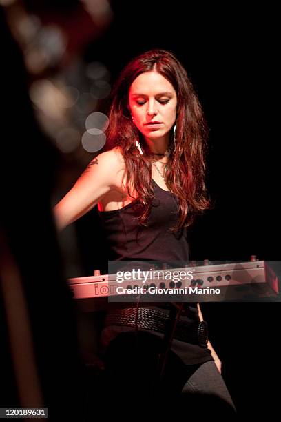 Ilaria D'Angelis of A Toys Orchestra performs at Vulcanica Live Festival in Rionero in Vulture on July 31, 2011 in Potenza, Italy.