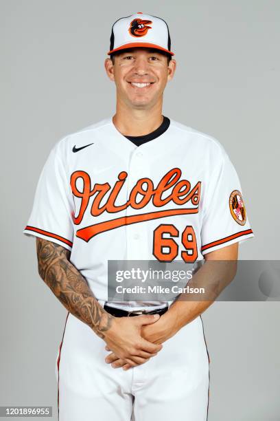 Tommy Milone of the Baltimore Orioles poses during Photo Day on Tuesday, February 18, 2019 at Ed Smith Stadium in Sarasota, Florida.