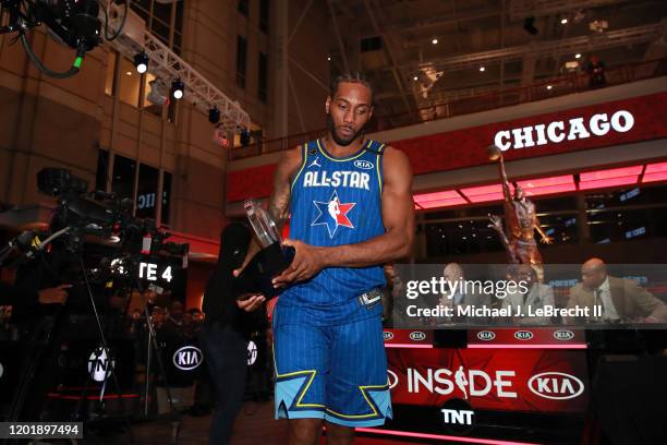 Kawhi Leonard of Team LeBron is awarded the Kobe Bryant MVP during the NBA All-Star Game as part of 2020 NBA All-Star Weekend on February 16, 2020 at...