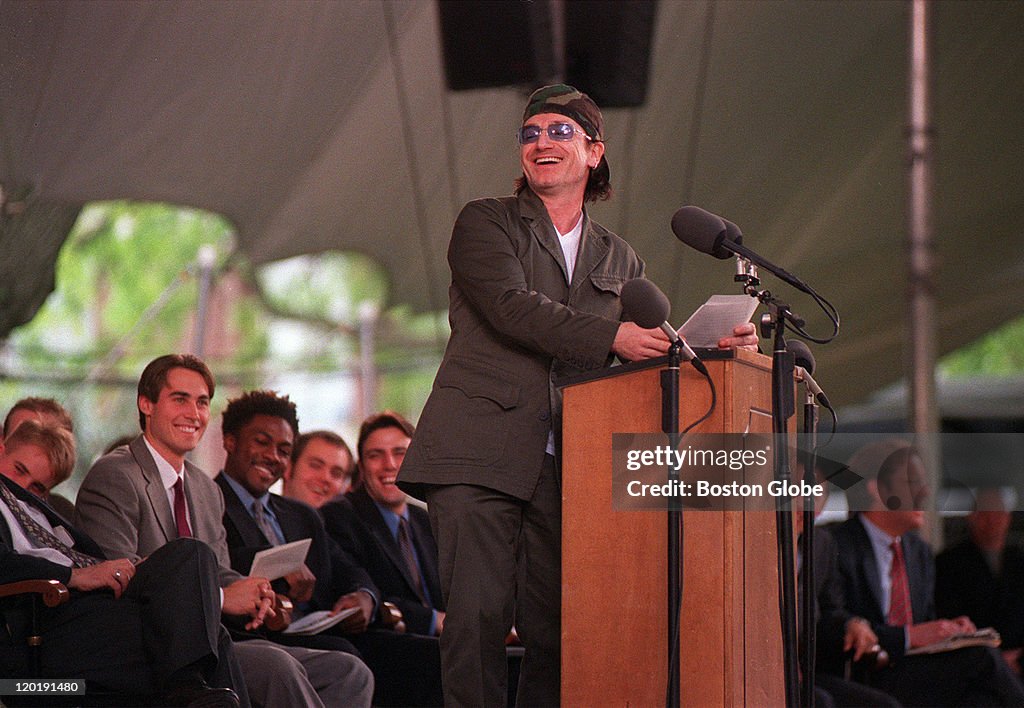 Bono Graduation During Harvard Class Day, Bono of U2 addresses the senior class. News ...