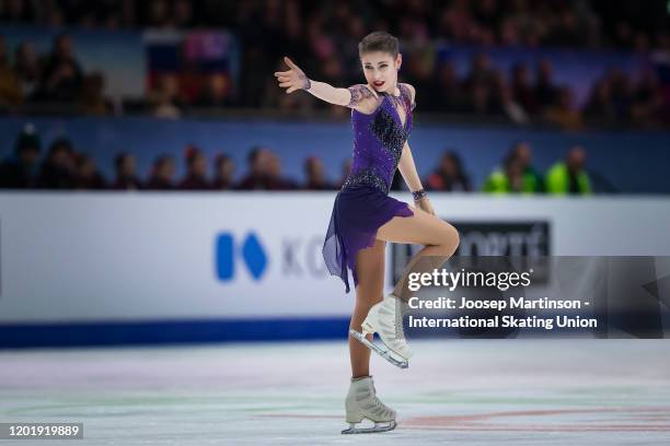Alena Kostornaia of Russia competes in the Ladies Free Skating during day 4 of the ISU European Figure Skating Championships at Steiermarkhalle on...