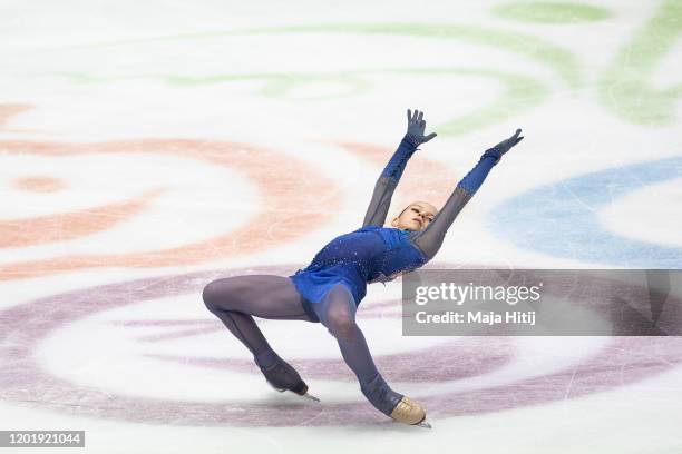 Alexandra Trusova of Russia competes in the Ladies Free Skating during day 4 of the ISU European Figure Skating Championships at Steiermarkhalle on...