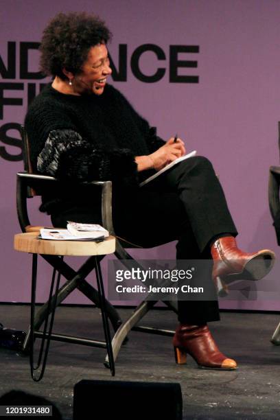 Carrie Mae Weems speaks at the 2020 Sundance Film Festival - Power Of Story: Just Art Panel at Egyptian Theatre on January 25, 2020 in Park City,...