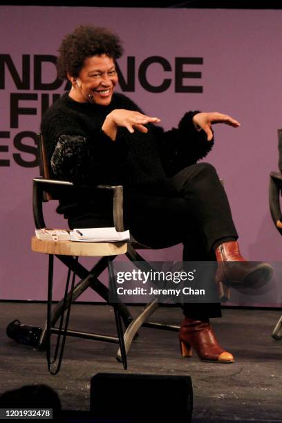 Carrie Mae Weems speaks at the 2020 Sundance Film Festival - Power Of Story: Just Art Panel at Egyptian Theatre on January 25, 2020 in Park City,...