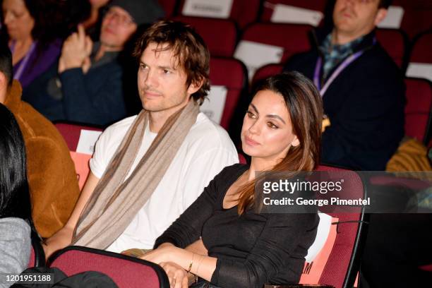 Ashton Kutcher and Mila Kunis attend the 2020 Sundance Film Festival - "Four Good Days" Premiere at Eccles Center Theatre on January 25, 2020 in Park...