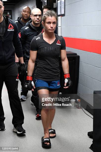Hannah Cifers walks backstage during the UFC Fight Night event at PNC Arena on January 25, 2020 in Raleigh, North Carolina.