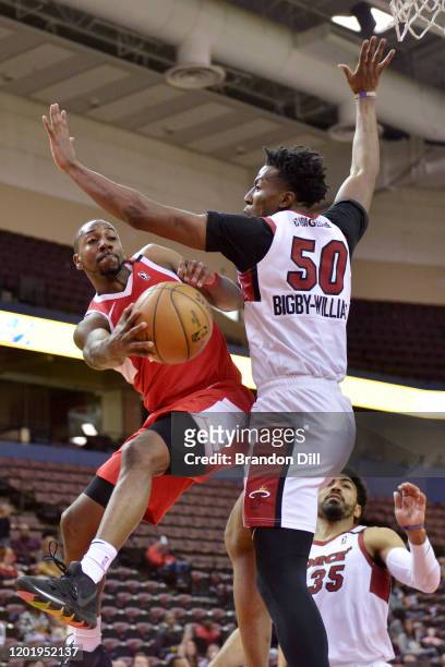 Marquis Teague of the Memphis Hustle handles the ball against Kavell Bigby-Williams of the Sioux Falls Skyforce during an NBA G-League game on...