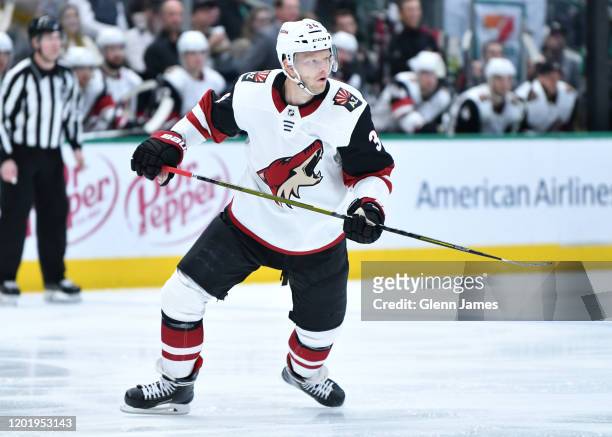 Carl Soderberg of the Arizona Coyotes skates against the Dallas Stars at the American Airlines Center on February 19, 2020 in Dallas, Texas.