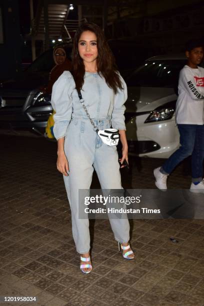 Bollywood actress Nushrat Bharucha spotted at Juhu, on January 23, 2020 in Mumbai, India