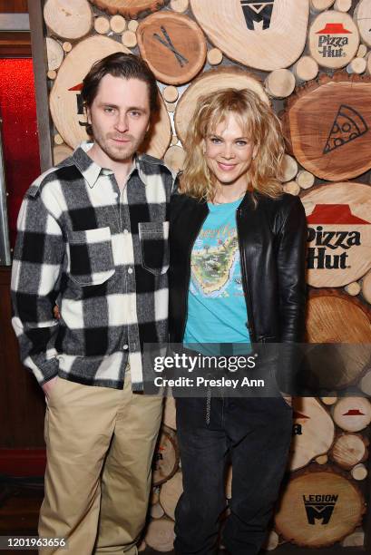 Sverrir Gudnason and Ane Dahl Torp of 'Charter' attend the Pizza Hut x Legion M Lounge during Sundance Film Festival on January 25, 2020 in Park...