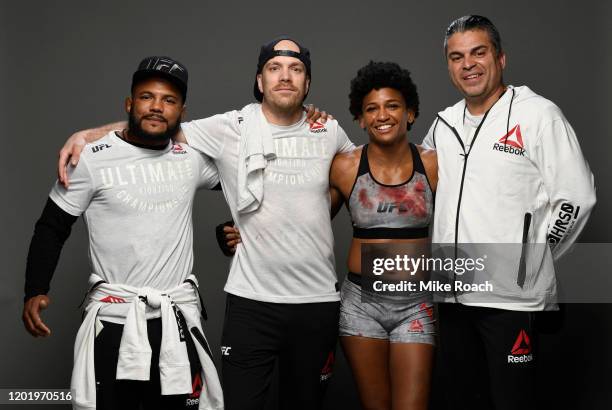 Angela Hill poses for a portrait backstage after her victory during the UFC Fight Night event at PNC Arena on January 25, 2020 in Raleigh, North...