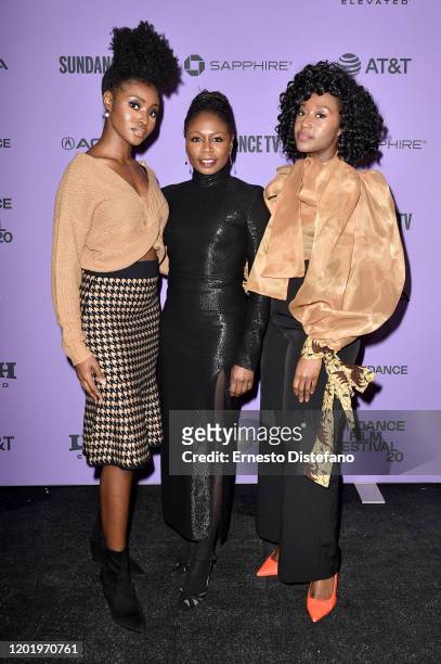 Jayme Lawson, Zainab Jah, and Nana Mensah attend the 2020 Sundance Film Festival - "Farewell Amor" Premiere at Library Center Theater on January 25,...