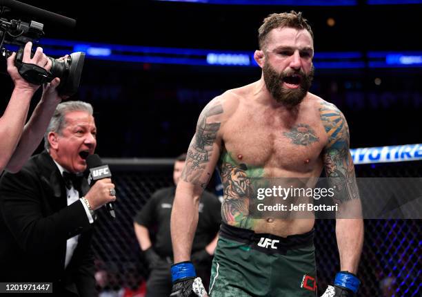 Michael Chiesa prepares to fight Rafael Dos Anjos in their welterweight fight during the UFC Fight Night event at PNC Arena on January 25, 2020 in...