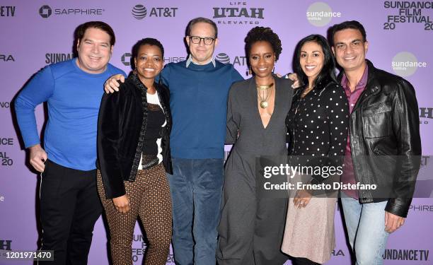 Joel Michaely, Huriyyah Muhammad, Bobby Allen, Ekwa Msangi, Pradnya Dugal, and Tej Dugal attend the 2020 Sundance Film Festival - "Farewell Amor"...