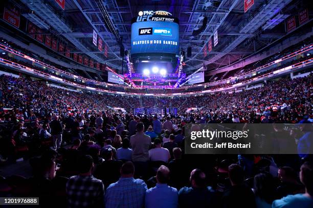 General view of the Octagon during the UFC Fight Night event at PNC Arena on January 25, 2020 in Raleigh, North Carolina.