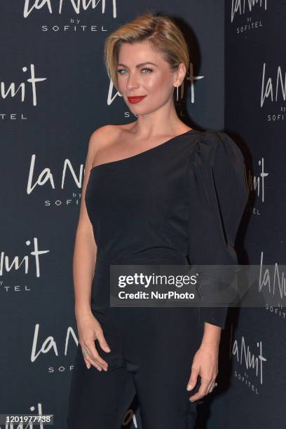 Ludwika Paleta poses for photos during the black carpet of the Opening of La Nuit by Sofitel Hotel on February 19 in Mexico City, Mexico