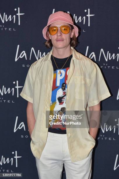 Mosey poses for photos during the black carpet of the Opening of La Nuit by Sofitel Hotel on February 19 in Mexico City, Mexico