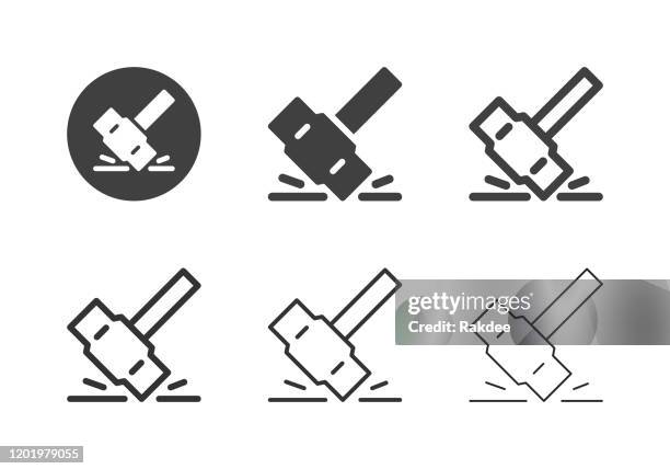 stockillustraties, clipart, cartoons en iconen met heavy hammer iconen - multi-serie - vastmaken