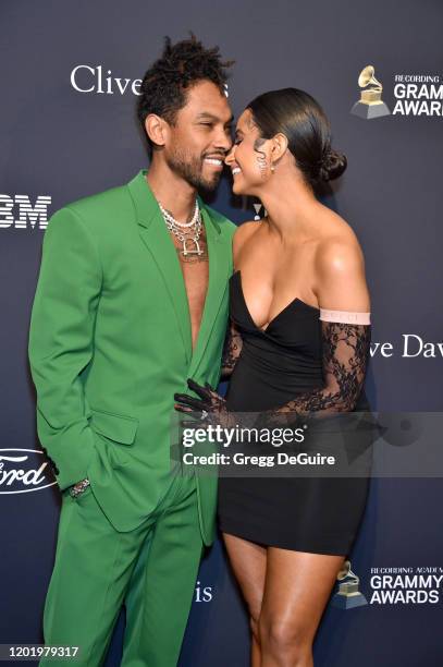 Miguel and Nazanin Mandi attend the Pre-GRAMMY Gala and GRAMMY Salute to Industry Icons Honoring Sean "Diddy" Combs at The Beverly Hilton Hotel on...