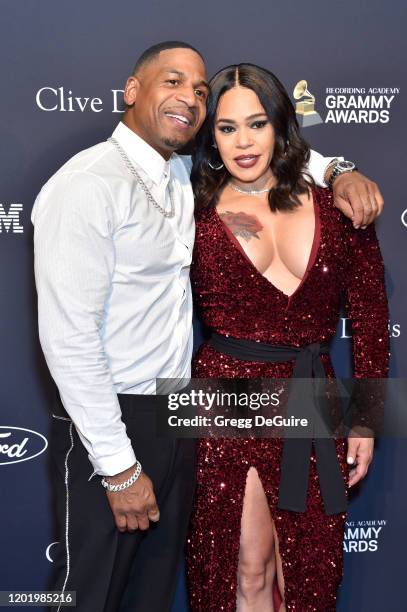 Stevie J and Faith Evans attend the Pre-GRAMMY Gala and GRAMMY Salute to Industry Icons Honoring Sean "Diddy" Combs on January 25, 2020 in Beverly...
