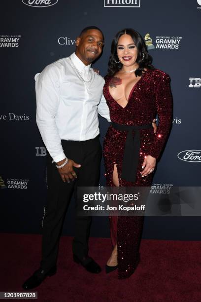 Stevie J and Faith Evans attend the Pre-GRAMMY Gala and GRAMMY Salute to Industry Icons Honoring Sean "Diddy" Combs on January 25, 2020 in Beverly...