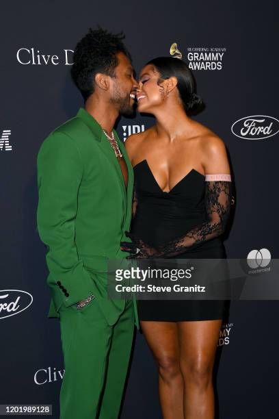 Miguel and Nazanin Mandi attend the Pre-GRAMMY Gala and GRAMMY Salute to Industry Icons Honoring Sean "Diddy" Combs at The Beverly Hilton Hotel on...