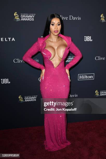 Cardi B attends the Pre-GRAMMY Gala and GRAMMY Salute to Industry Icons Honoring Sean "Diddy" Combs on January 25, 2020 in Beverly Hills, California.