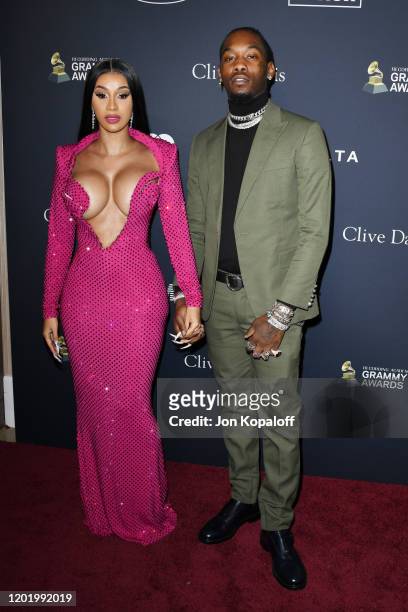 Cardi B and Offset attend the Pre-GRAMMY Gala and GRAMMY Salute to Industry Icons Honoring Sean "Diddy" Combs on January 25, 2020 in Beverly Hills,...